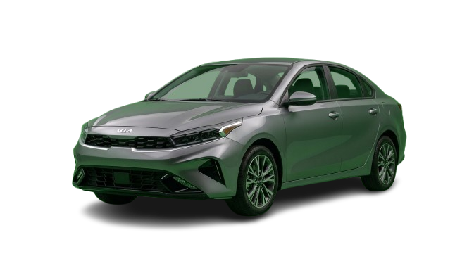 Kia Forte sedan for hire, available in black and blue colors in Kutaisi.